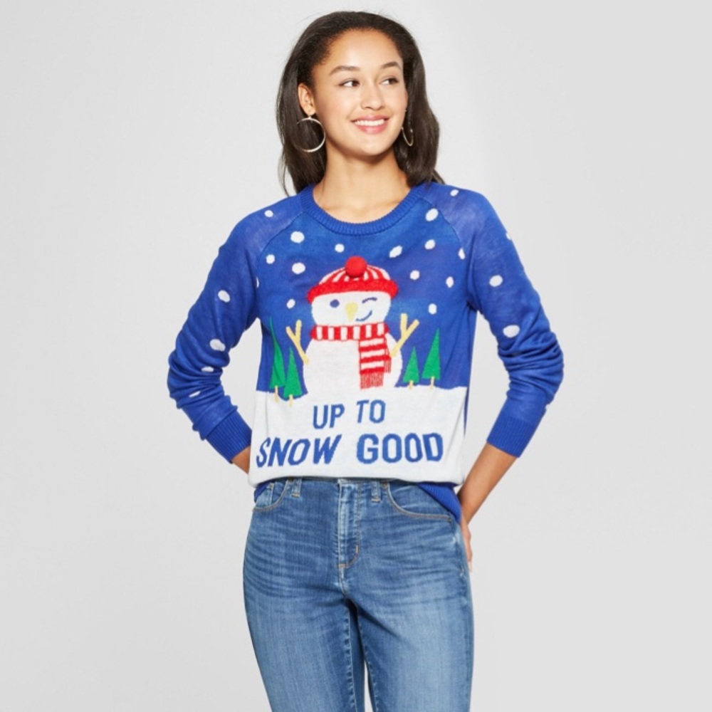 Up to Snow Good Ugly Sweater Blue XS Frosty man